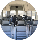 Spacious interior of Sacramento airport shuttle vehicle