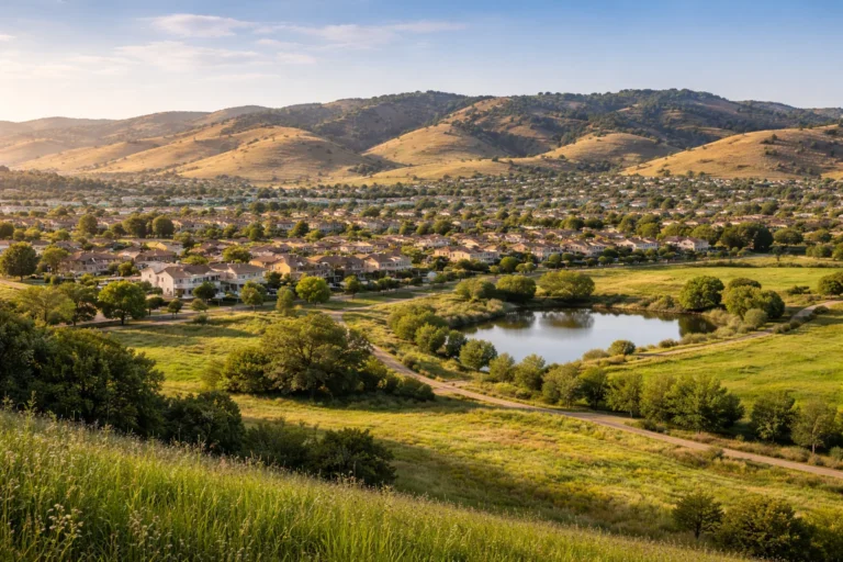 Scenic view of American Canyon California with hills and residential neighborhoods