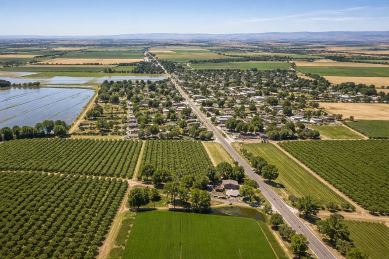 Rural farmland and orchards landscape in Arbuckle California Colusa County