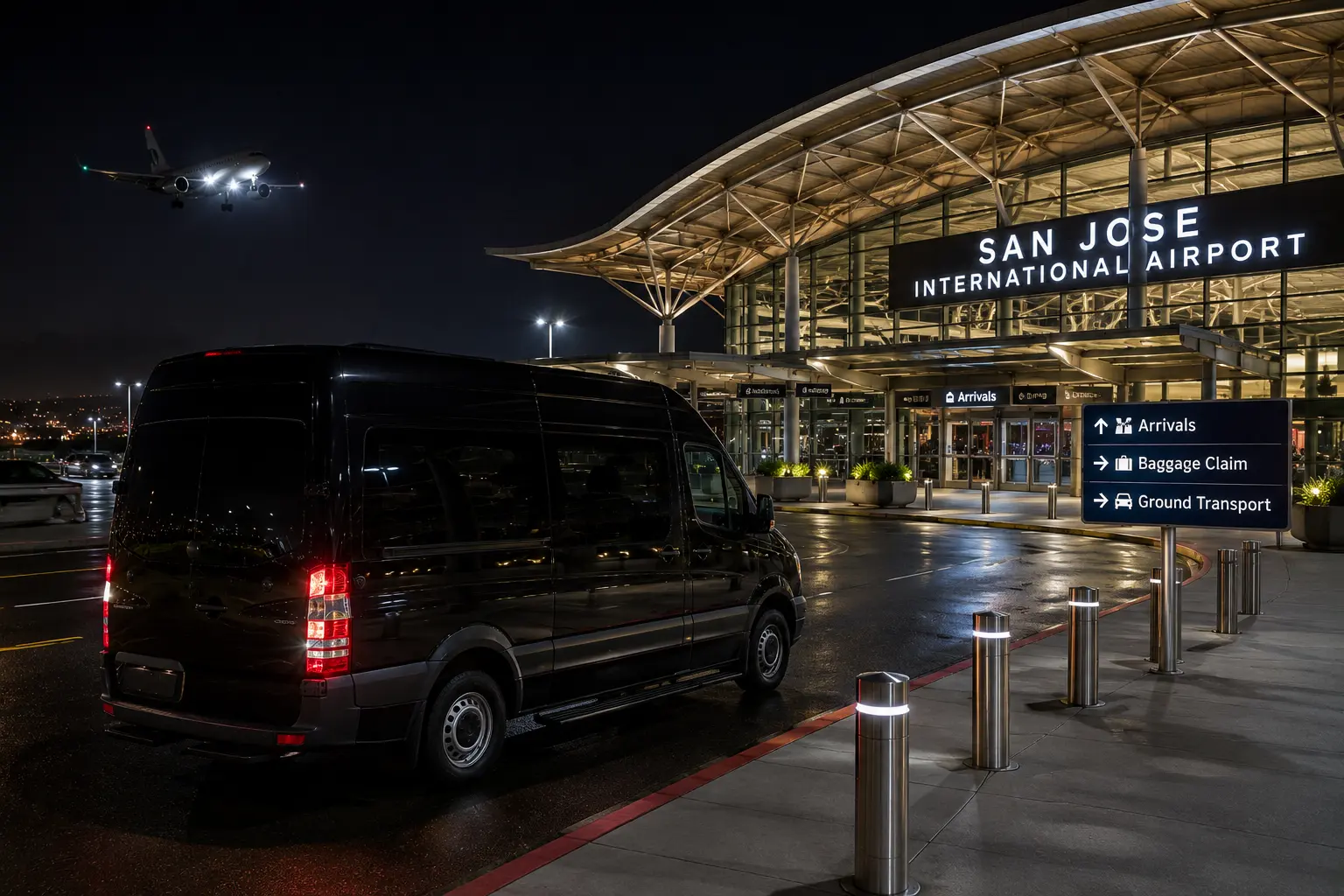 Davis to San Jose SJC airport shuttle night arrival service