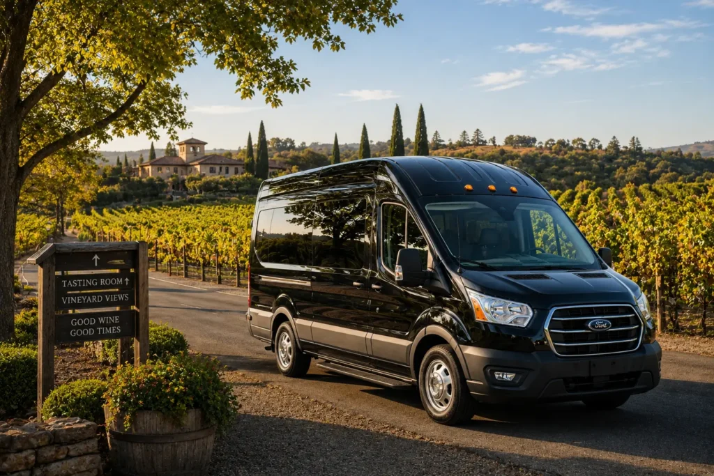Wine tour shuttle service through Northern California vineyards from Davis